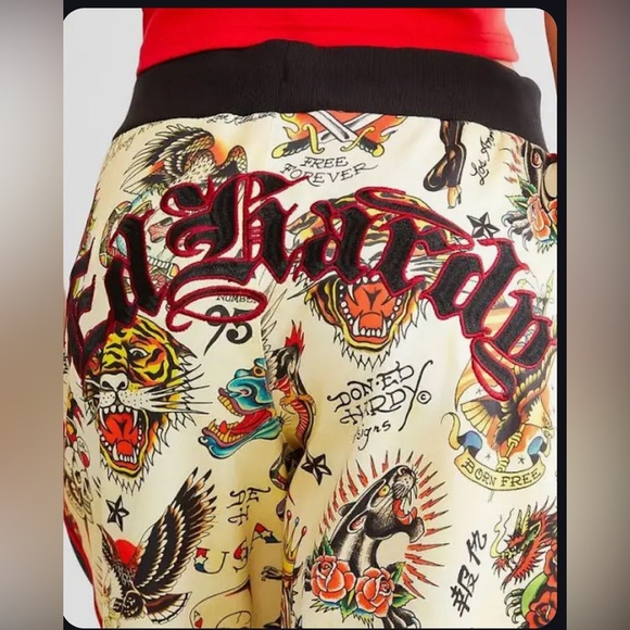 Ed Hardy Y2K throwback iconic Ed Hardy graphic print multi Track Pants size S - Picture 10 of 13